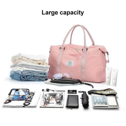 YOMYM Travel Duffel Bag Sports Tote Gym Bag Shoulder Weekender Overnight Bag for Women