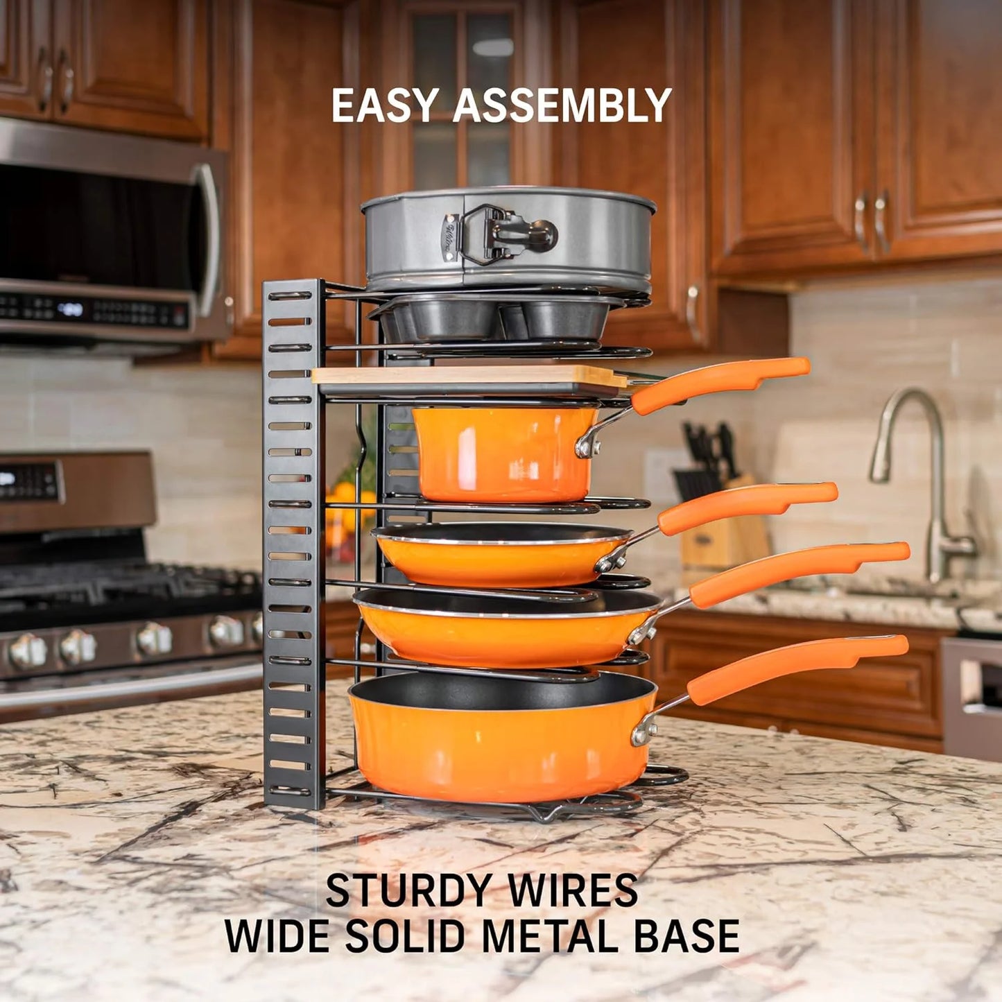 Werseon Pot Organizer Rack 8 Tiers Pots and Pans Organizer, Pot Lid Organizer for Kitchen Cabinet Cookware Organizers and Storage,Upgraded