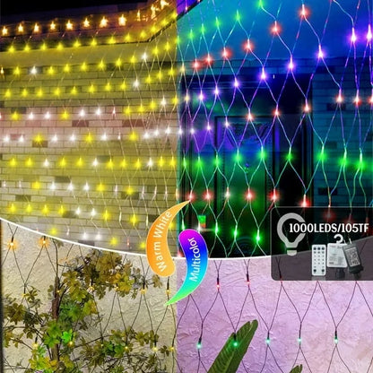 Cheelom Christmas Holiday Party Mesh Net Light 360 LED with 8 Modes Remote Connectable for Garden Bushes Indoor Outdoor Curtain Fairy Wall Party Wedding Xmas Decorations Clearance Sale