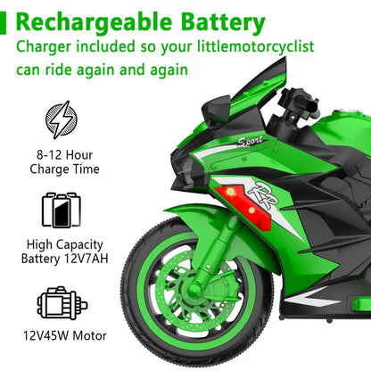ProToys 12V Kids Motorcycle with Remote Control,Electric Motorbike Ride on Toy,Motorcycle for Kids 3-6 Years Old