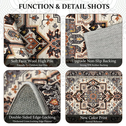 TECHVIDA Kitchen Rugs 3 Piece Set,Non Slip Machine Washable Kitchen Mats,Boho Vintage Abstract Kitchen Carpet for Farmhouse Living Room Hallway