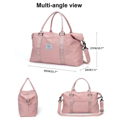 YOMYM Travel Duffel Bag Sports Tote Gym Bag Shoulder Weekender Overnight Bag for Women