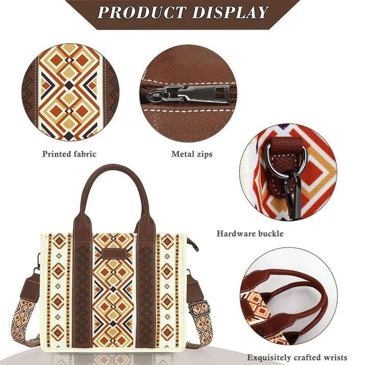 HONGLONG Handbag for Women,Vintage Print Women's Shoulder Bags Purse,Ladies Travel Tote Bags Boho Style-Warm yellow
