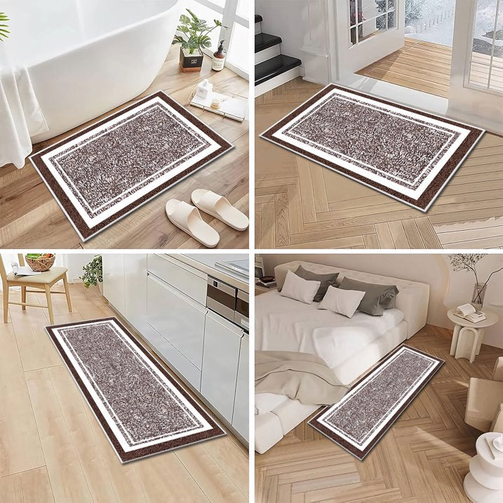TECHVIDA Bathroom Rugs 3pcs Set,Non-Slip Ultra Soft Bath Rugs,Machine Washable,Water Absorbent,Dark Brown