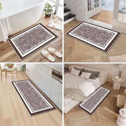 TECHVIDA Bathroom Rugs 3pcs Set,Non-Slip Ultra Soft Bath Rugs,Machine Washable,Water Absorbent,Dark Brown