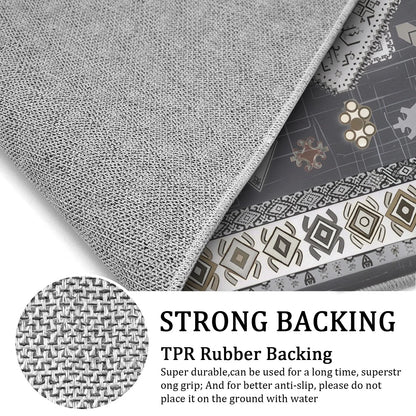 TECHVIDA Kitchen Rug Set 3 Piece,Non Slip Machine Washable Kitchen Mats,Farmhouse Hallway Doormat for Home Floor and Living Room,Gray