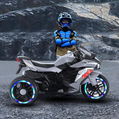 HNH 12V Motorcycle for Boys 3-8 Year Electric Ride On Motorcycle for Brithday Gifts, Kids Motorcycle with LED Lights, Music
