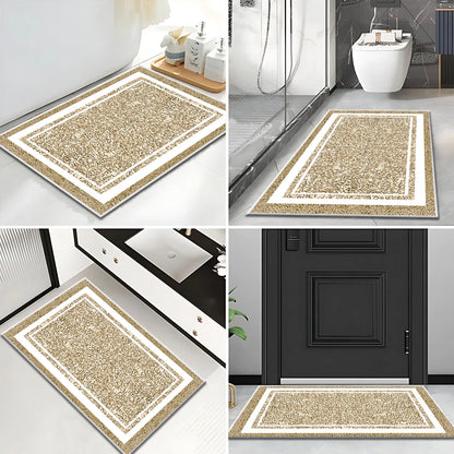 TECHVIDA Bathroom Rugs,Non-Slip Ultra Soft Bath Mat,Soft Absorbent Bathroom Rug and Bath Mat,Machine Washable,(18"x26",Beige and White)