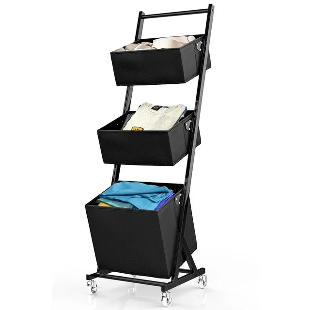 Techvida 3-Tier Laundry Hamper Cart, Adjustable Laundry Basket Sorters for Adult, Storage Sorter Bags for Laundry Organization