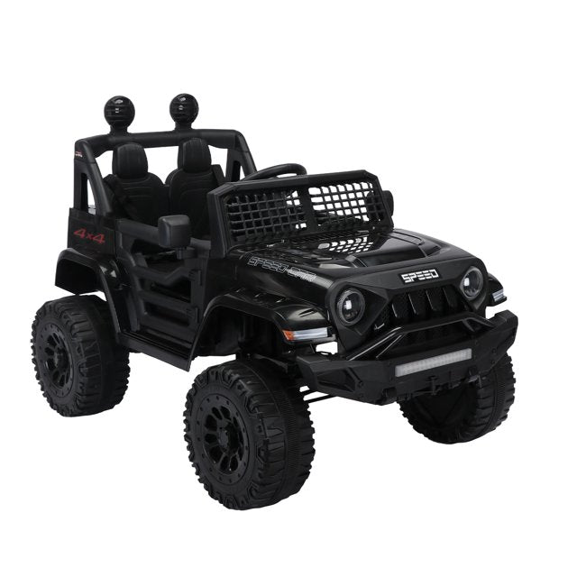 WUBEN 12V Kids Ride on Truck Battery Powered Ride on Toy Car with Remote for Child,Spring Suspension Black