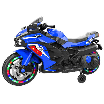 Cheelom Kids Motorcycle,12V Ride on Motorcycle Kids Toys, Children Electric Motorcycle with Hand Racing, PU Seat, Blue