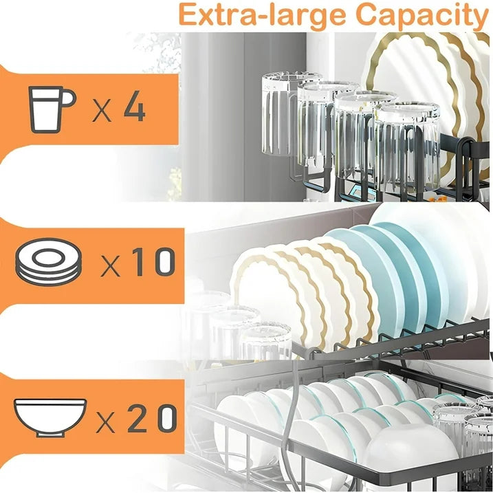 WERSEON Dish Racks for Kitchen Counter, Stainless Steel Kitchen Dish Drying Rack with Drainboard, Detachable Dish Drainers with Utensil Holders