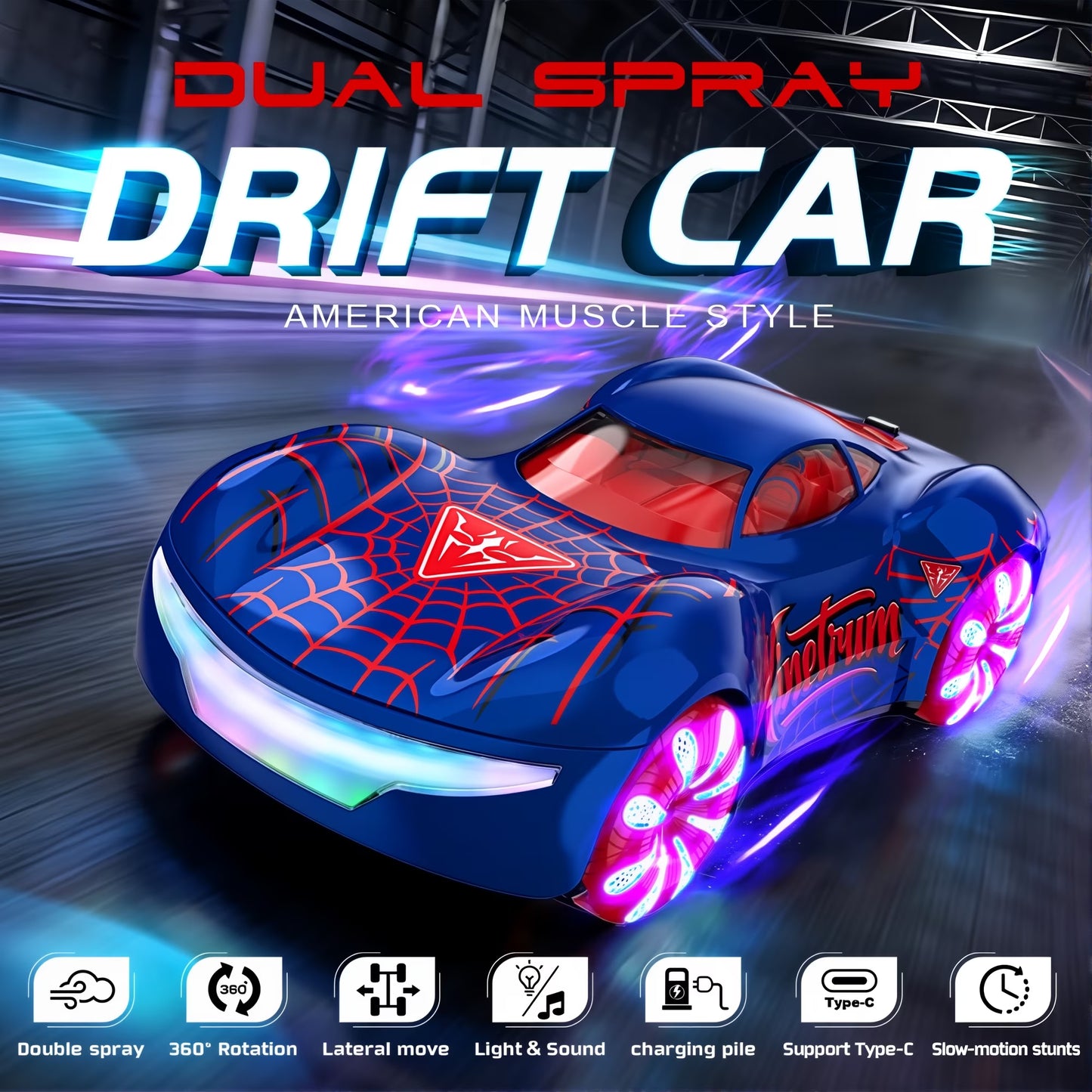 Gesture Sensing Remote Control Stunt Car, Spider RC Cars Toy for Kids, With Light Spray & Sound, 360° Rotate, Birthday Gifts for Boys Girls 4-12