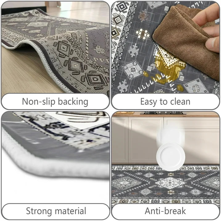 FoxHouse Kitchen Rugs Sets 3 Piece with Runner Non Slip Kitchen Rugs and Mats Washable Kitchen Mats for Floor Thick Kitchen Floor Mat Carpet Runner Rugs for Hallway Laundry Holiday Decor