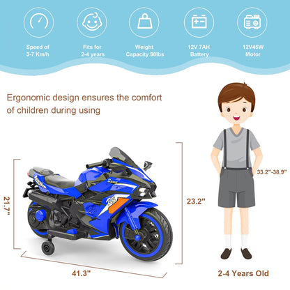 Cheelom Kids Motorcycle,12V Ride on Motorcycle Kids Toys, Children Electric Motorcycle with Hand Racing, PU Seat, Blue