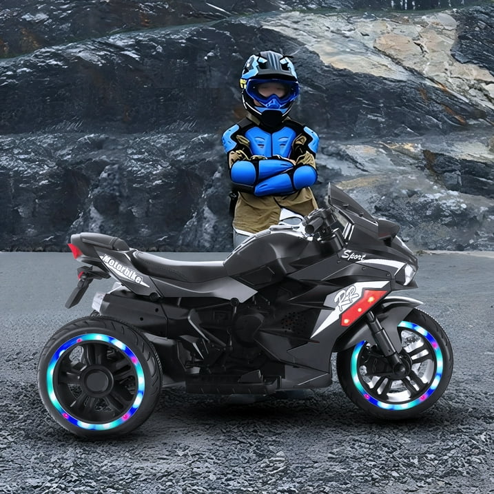 Kids Ride on Motorcycle for Boys, 12V Electric Dirt Bike with LED Light, Bluetooth Music, Motorbike Ride on Toy for Kids 2-6