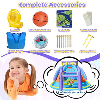 HONGLONG 8 in 1 Inflatable Bounce House with Blower for Kids,Outdoor Jumping Castle with Ball Pit for Child, Birthday Party