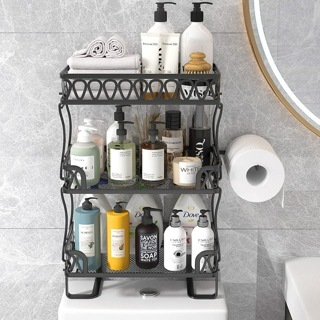 WERSEON 3-Tier Over The Toilet Storage Shelf, Bathroom Organizer Shelf with Toilet Paper Holder