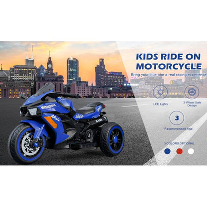 HNH Toddler Ride On Toys Age 2-4, Kids Motorcycle Tricycle with 3 Wheel, 12V Electric Ride on Motorcycle with Light Wheel & Bluetooth Music-Blue