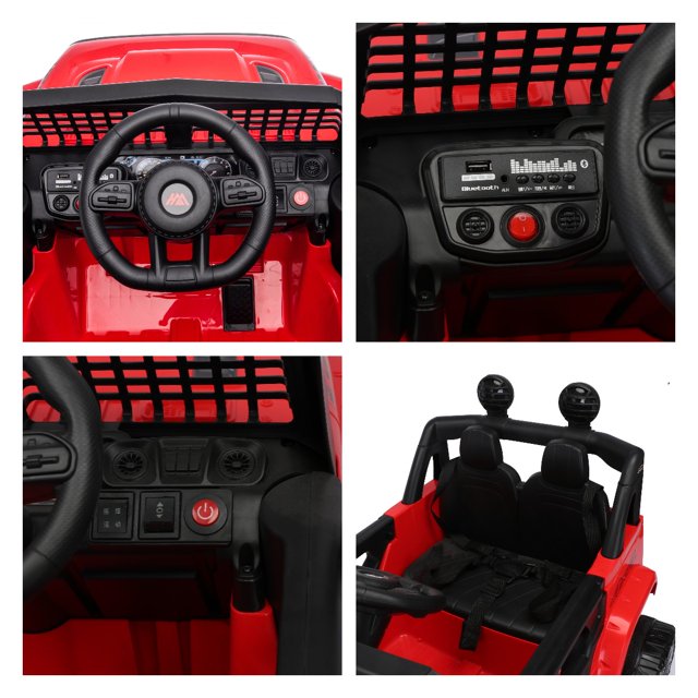 WUBEN 12V Kids Ride on Car Truck Battery Powered Electric Toy Car with Remote, Spring Suspension Red
