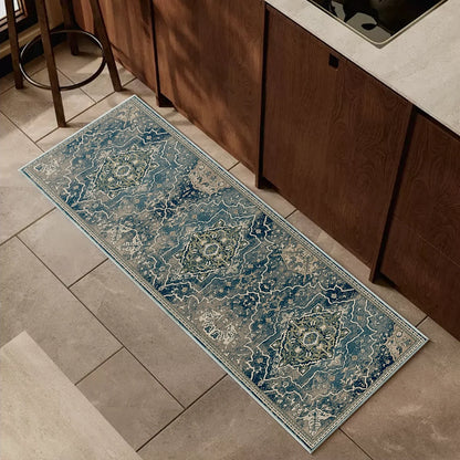 TECHVIDA Kitchen Rugs 4 Piece Set,Non Slip Machine Washable Kitchen Mats,Boho Vintage Abstract Kitchen Carpet for Farmhouse Living Room Hallway