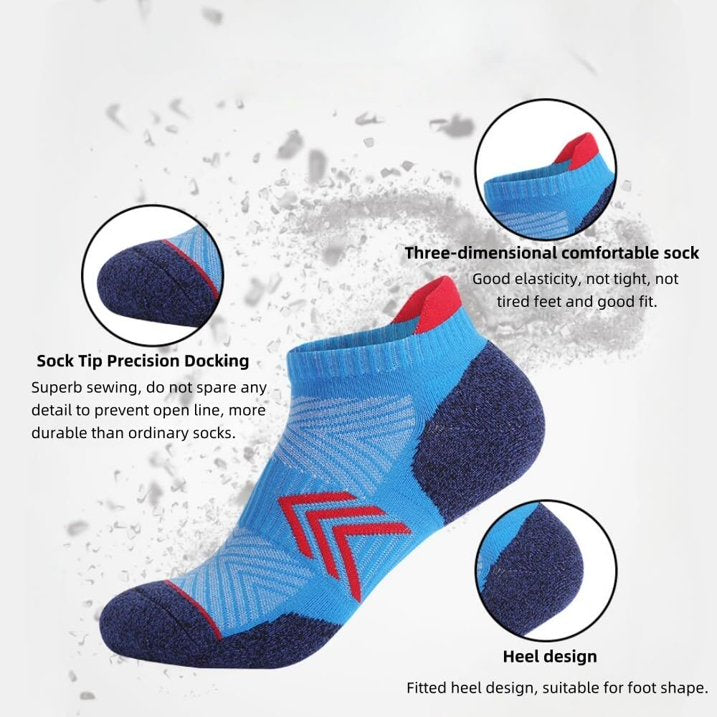 YOMYM Womens Athletic Running Cotton Socks, Thick Cushioned Anti-blister Wicking Ankle Socks 6 Pairs