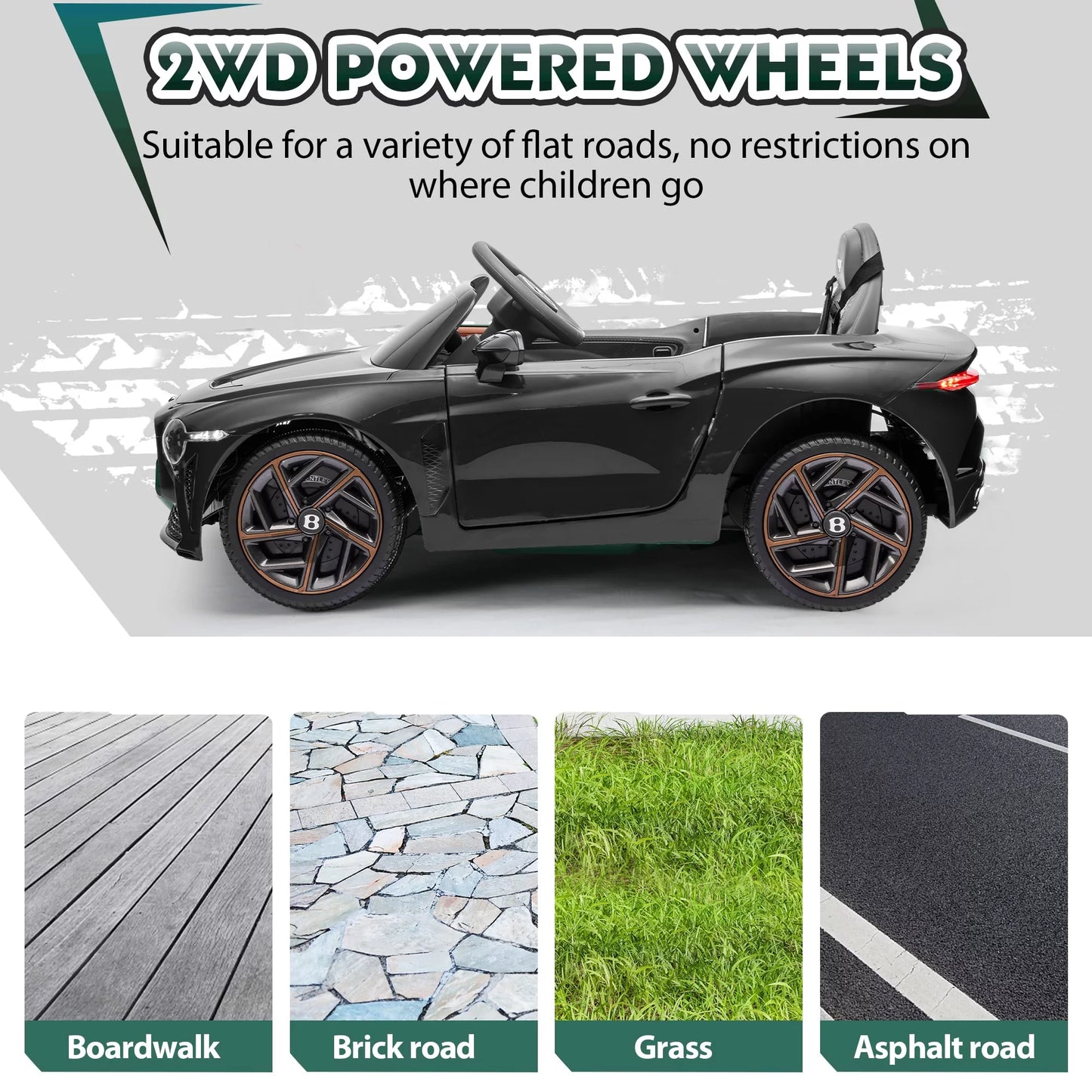 Ride on Toys for 3-4 Year Olds Boy Girl, Licensed Bentley 12 V Kids Ride on Car with Remote Control, Battery Powered Vehicles with LED Lights