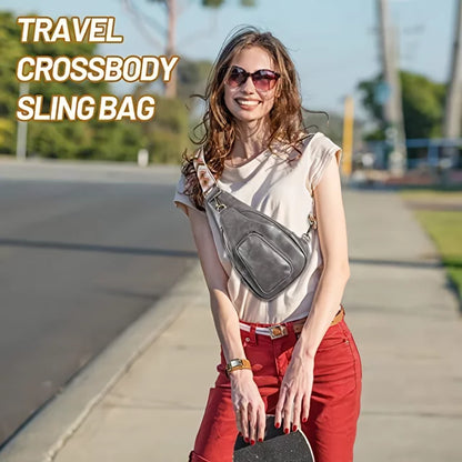 YOMYM Small Sling Bag for Women Leather Crossbody Fanny Packs Chest Bag for Women