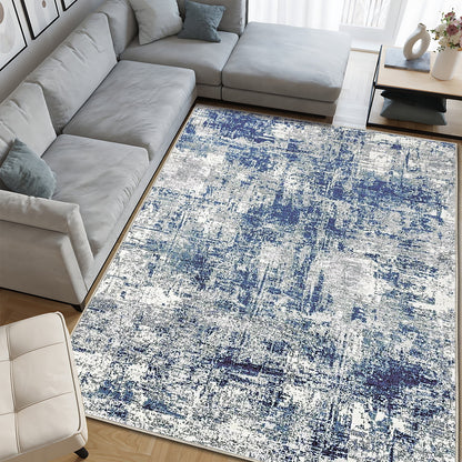 TECHVIDA Modern Area Rug 5x7,Machine Washable Rugs for Living Room,Indoor Carpet Foldable Nonslip,Bedroom Living Room Office-Blue