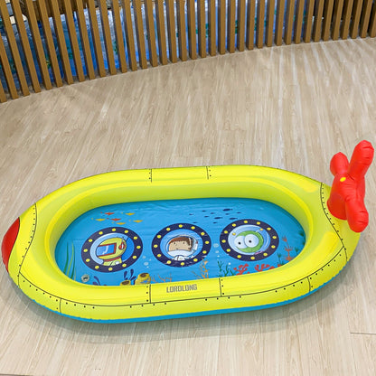 LORDLONG Inflatable Swimming Pool with Built-in Air Pump (Patterned, Medium - 82.6" x 59" x 23.6") - for Kids & Adults - Includes Repair Kit - Self Inflating Blow Up - Family & Kiddie Pool