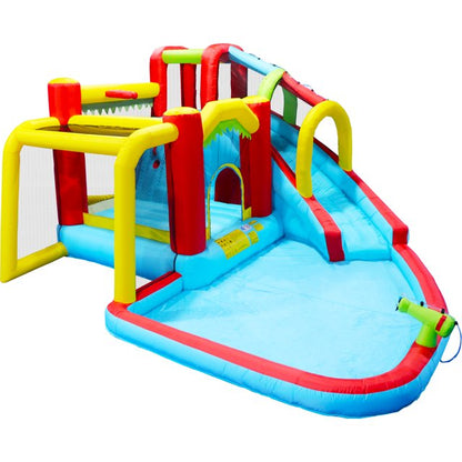HNH 7 in 1 Inflatable Slide Water Park Inflatable Bounce Houses for Kids with Splash Pool Water Gun