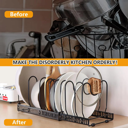 Werseon 2 Pack Expandable Pot Lid Rack Organizer, Pans Organizer Rack, Pots and Pans Organizer Rack Cookware Set Organizer