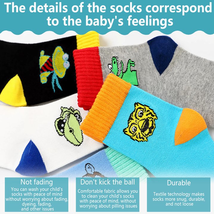 YOMYM 10 Paris Boys Socks Cotton Calf Fun Crew Socks for Kids Teens 8-12 Years Old