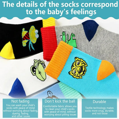 YOMYM Boys Crew Socks Half Cushioned Athletic Socks Cotton Calf Socks Kids Teens 5 Pairs