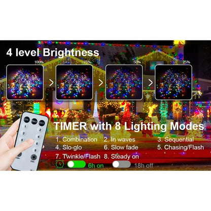 Cheelom Fairy String Party Decoration Lights Christmas Icicle Lights Outdoor Indoor 105ft 1000 Led 8 Modes with 50 Drops Plug In Waterproof Timer Memory Function Clearance Sales