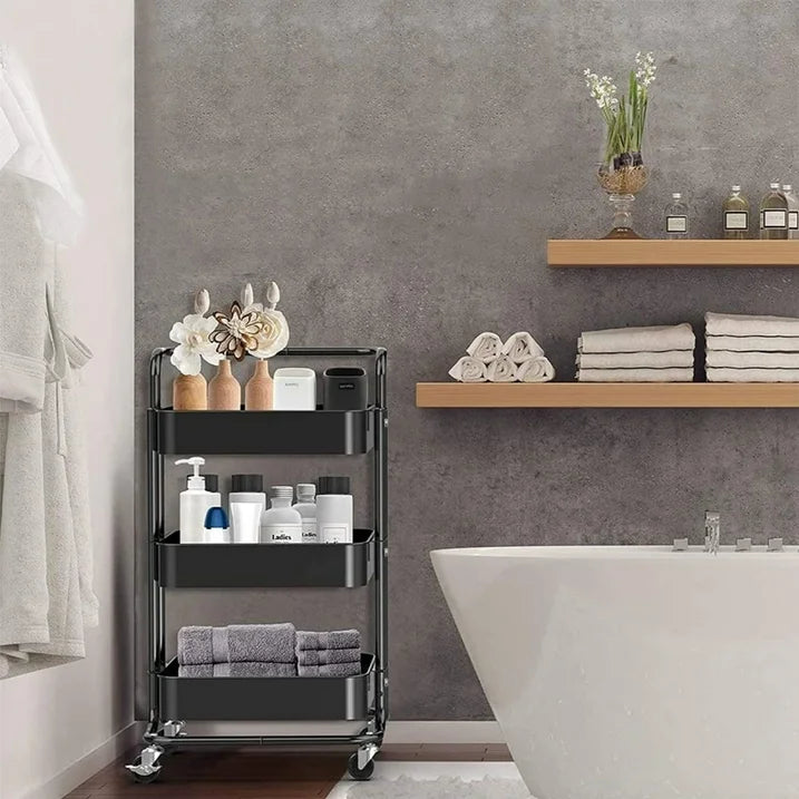 Werseon Rolling Carts with Wheels Organizer Kitchen Organizer Cart Rolling Cart with Handle, Kitchen Storage Cabinet with Baskets and Wheels