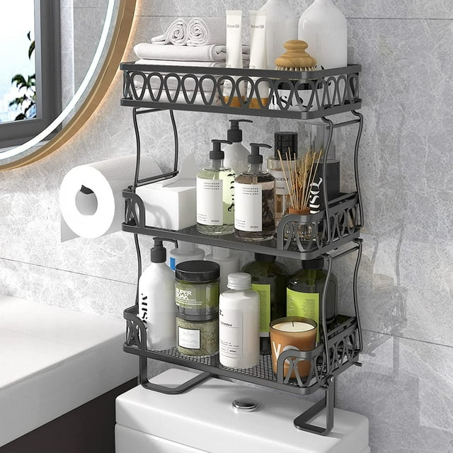 WERSEON 3-Tier Over The Toilet Storage Shelf, Bathroom Organizer Shelf with Toilet Paper Holder