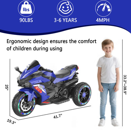 Zogymoz 12V Electric Motorcycle for Kids, Powered Ride on Motorcycle with LED Lights, Bluetooth Music