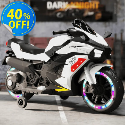 Zogymoz Motorcycle for Kids, 12V Kids Motorcycle Ride on for 3-6 Years Boys and Girls, Powered Ride-ons Toy Gift-White
