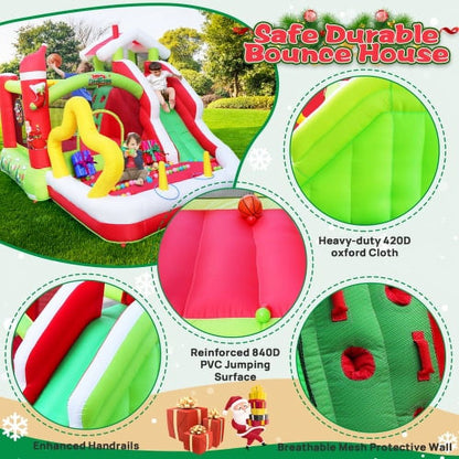 Cheelom Christmas Jump 'n Slide Inflatable Bouncer for Kids Complete Setup with Blower