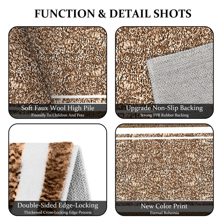 TECHVIDA Bathroom Rugs 3pcs Set,Non-Slip Ultra Soft Bath Rugs,Machine Washable,Water Absorbent,Light Brown