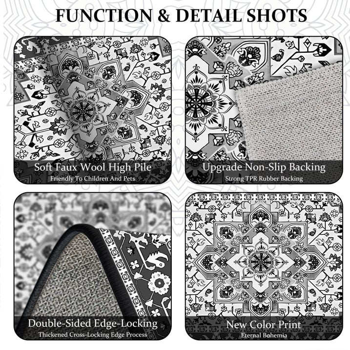 TECHVIDA Kitchen Rugs 3 Piece Set,Non Slip Machine Washable Kitchen Mats,Boho Vintage Abstract Kitchen Carpet for Farmhouse Living Room Hallway