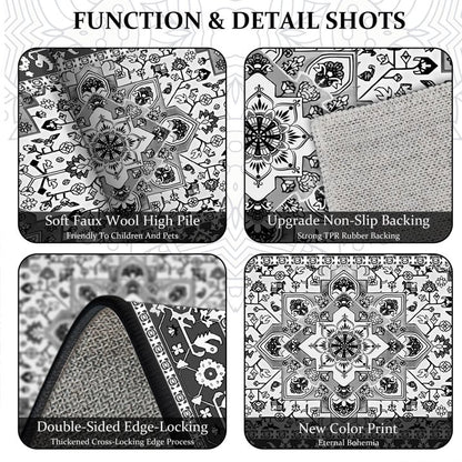 TECHVIDA Kitchen Rugs 3 Piece Set,Non Slip Machine Washable Kitchen Mats,Boho Vintage Abstract Kitchen Carpet for Farmhouse Living Room Hallway