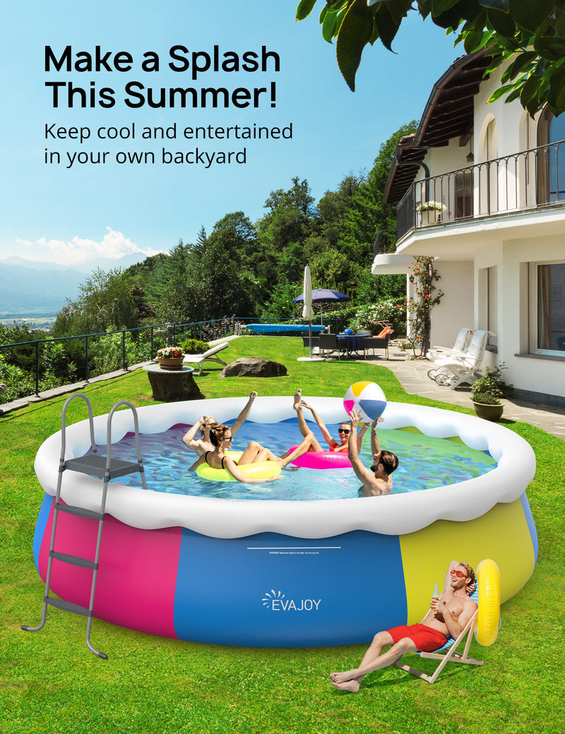 EVAJOY Inflatable Top Ring Swimming Pools Round Pool Include Filter Pump Include Filter Pump 18ft*48in