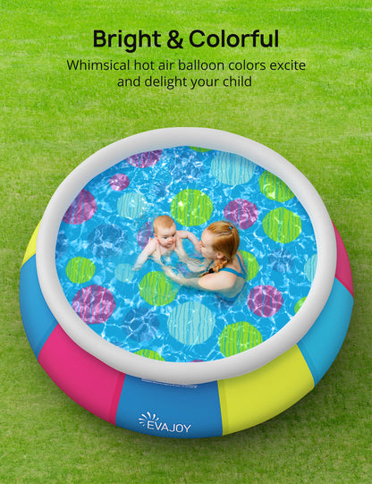 EVAJOY Swimming Pool Above Ground Pool Easy Set Blow Up Pool Kiddie Pool Inflatable Top Ring Swimming Pools for Adults Family Backyard Outdoor with Pool Cover 10ft*30in