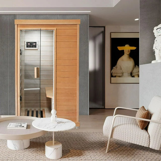 Cheelom Sauna Far Infrared Wooden Sauna Room Infrared Sauna for Home Hemlock Indoor Sauna Spa with Time Temp Pre-Set and Bluetooth