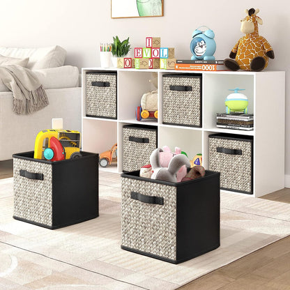 WERSEON 6 Pack Cube Storage Bins, Collapsible Fabric Storage Cubes Bins with Handles, Foldable Storage Cubes-Black