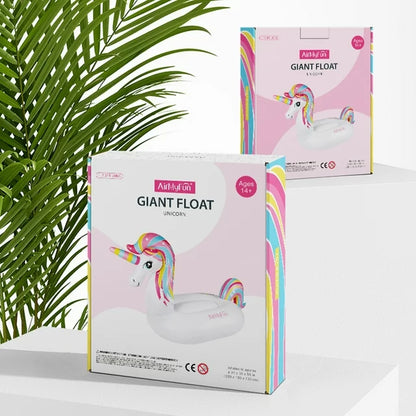 HNH Large Inflatable Unicorn Pool Float,Summer Pool Raft Lounge for Adults,Floaties Ride on with Fast Valves