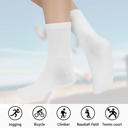YOMYM 8 Pairs Casual Cotton Crew Socks for Women and Men, Athletic Casual Work Crew Socks, White