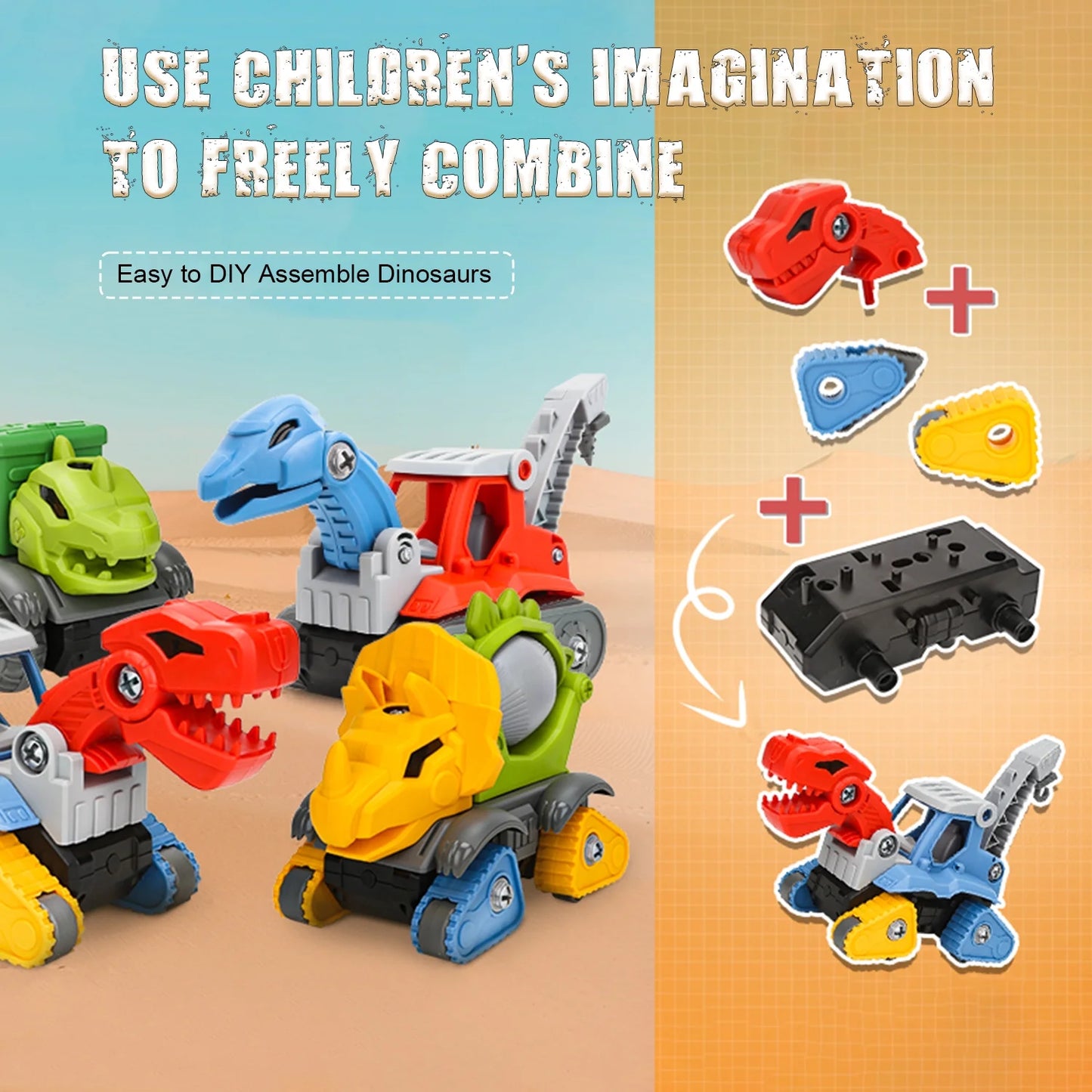 ZOGYMOZ Dinosaur Set Toys for Kids, 5 Pack Take Apart STEM Boys Toy with Electric Drill, Learning Building Educational Christmas Birthday Gfits